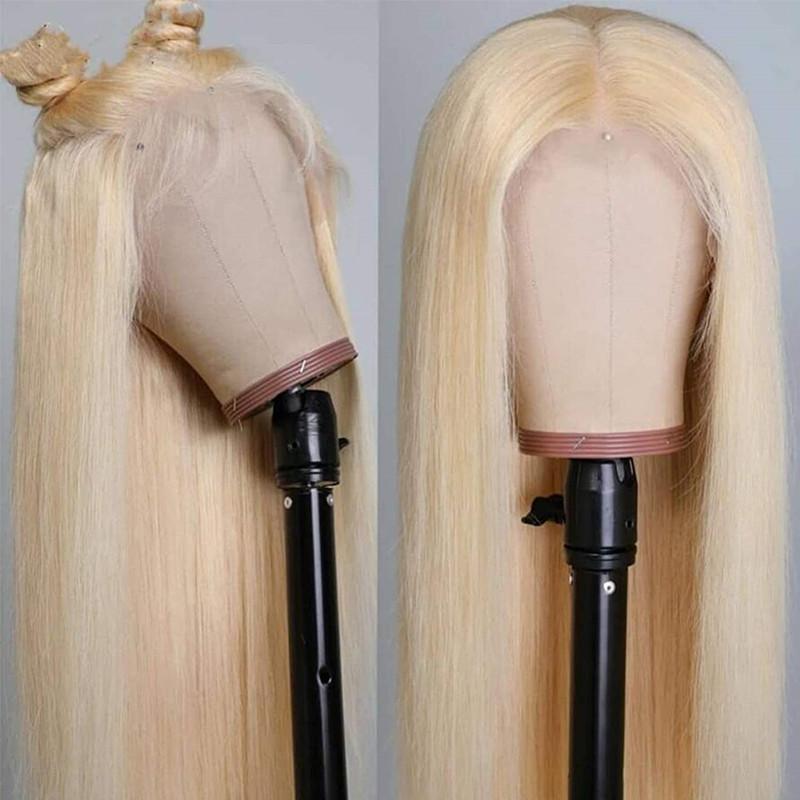 613 Light Blonde Hair Soft None Lace Synthetic Wigs Long Silky