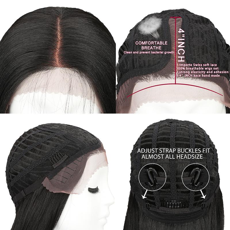 Natural Black 1b# Soft Long Silky Straight Full Lace Wigs with Baby