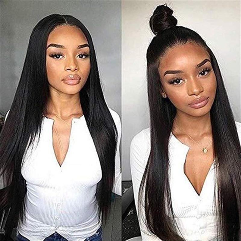 Natural Black 1b# Soft Long Silky Straight Full Lace Wigs with Baby