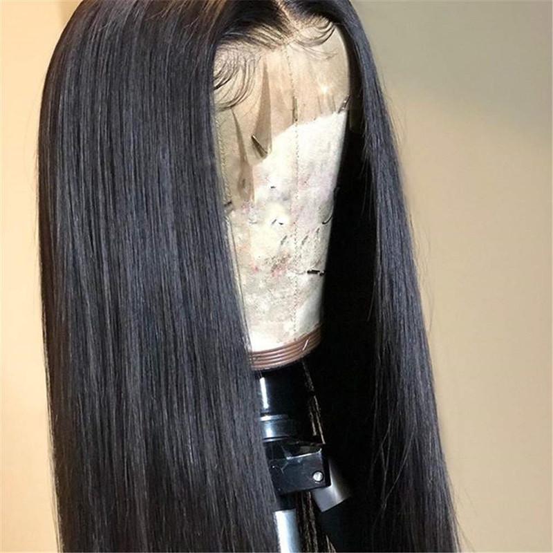 Natural Black 1b# Soft Long Silky Straight Full Lace Wigs with Baby
