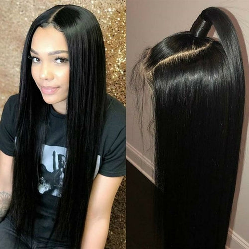 Natural Black 1b# Soft Long Silky Straight Full Lace Wigs with Baby