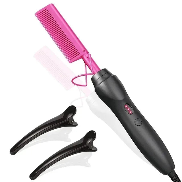 Ceramic Heating Hair Straightener Comb Ceramic Coating with 3 Heat Levels & Anti-Frizz for Natural Hair Beard Wigs and Curling