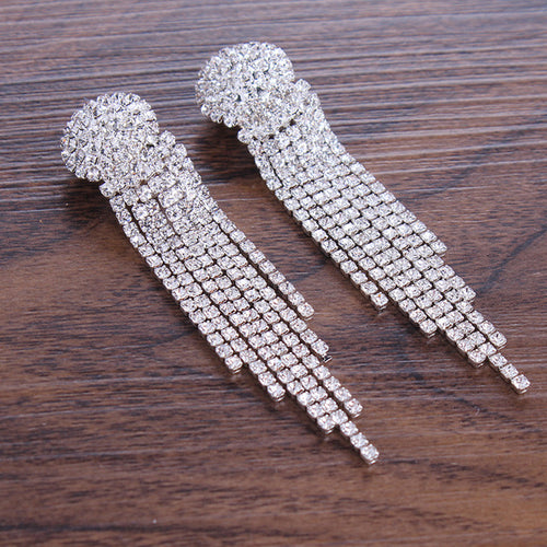 Baroque Luxury Silver Color Crystal Bridal Tiaras Crown With Earrings