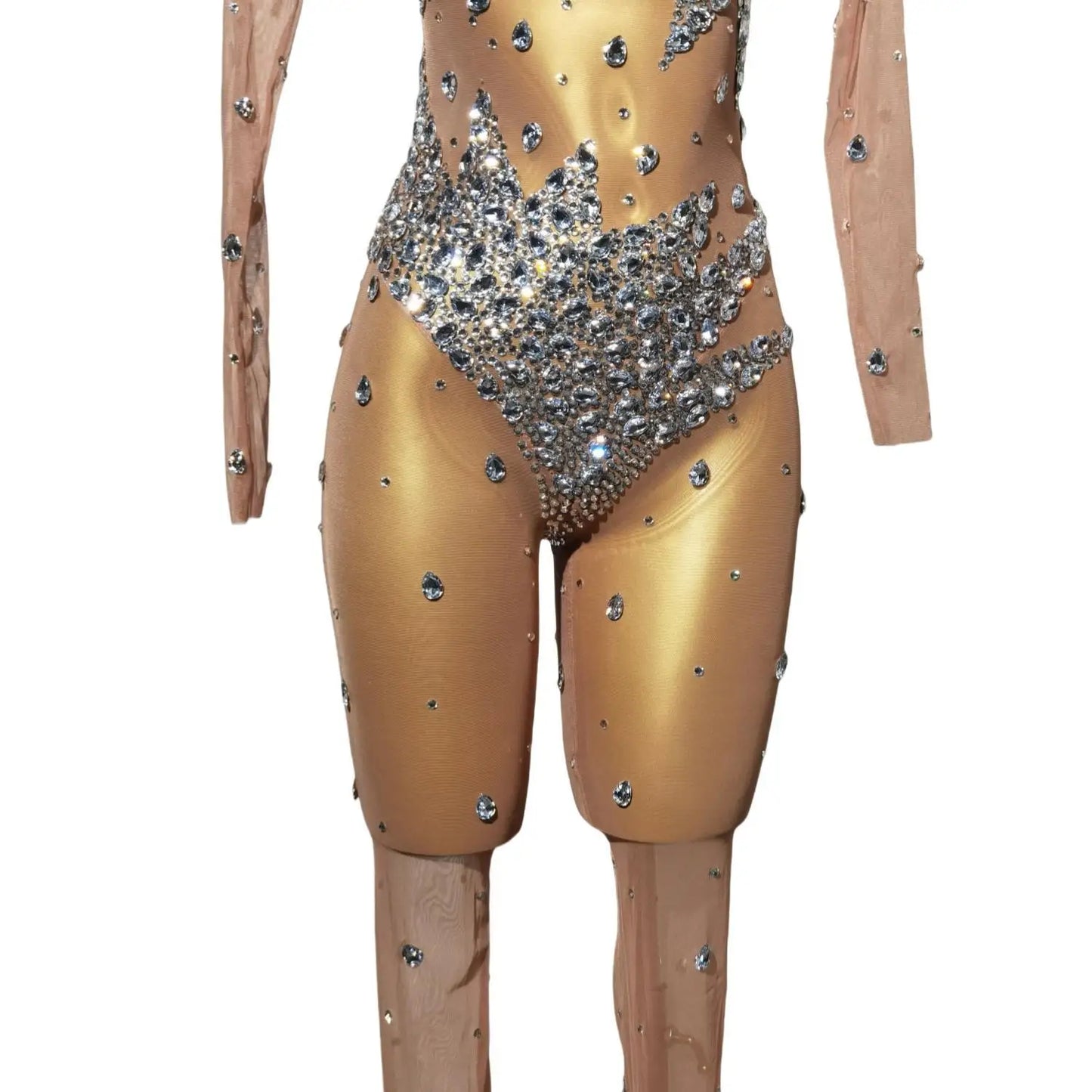 Celebrity's Sparkling Rhinestone Jumpsuit for Birthday Celebration