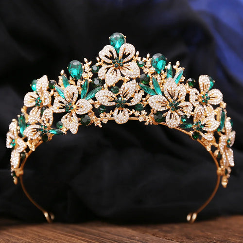 New Exquisite Butterfly Floral AB Color Crystal Crown Rhinestone