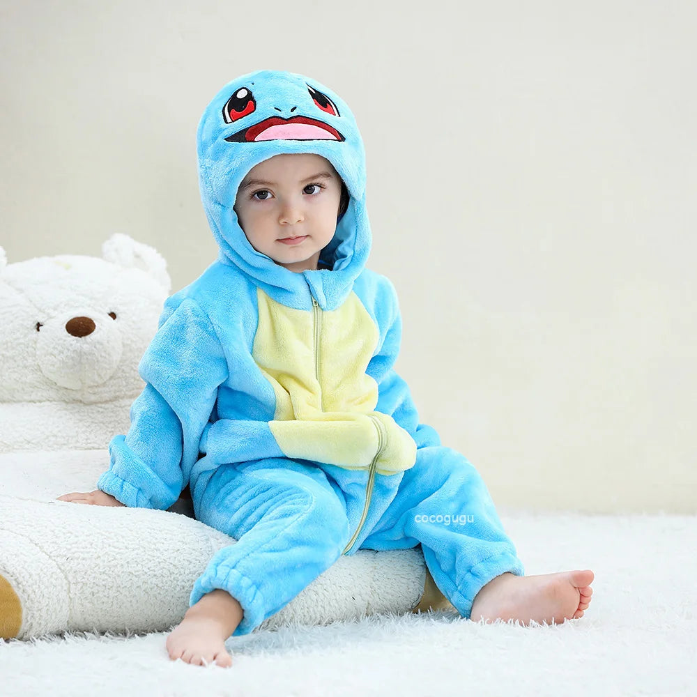 Boys Girls Squirtle Costume 0-3 Y Baby Romper Anime Pokemon Cosplay