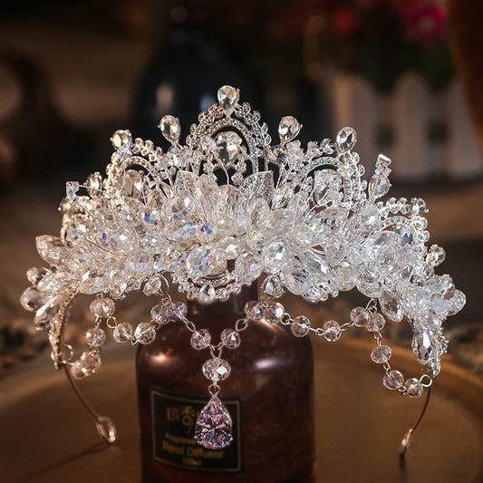 KMVEXO Baroque Luxury Crystal Bridal Tiaras Cubic Zircon Crown