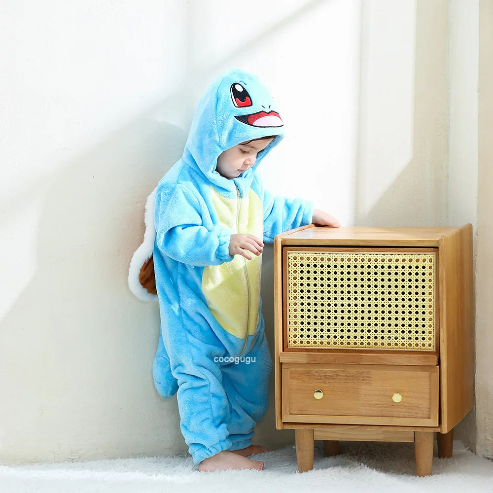 Boys Girls Squirtle Costume 0-3 Y Baby Romper Anime Pokemon Cosplay