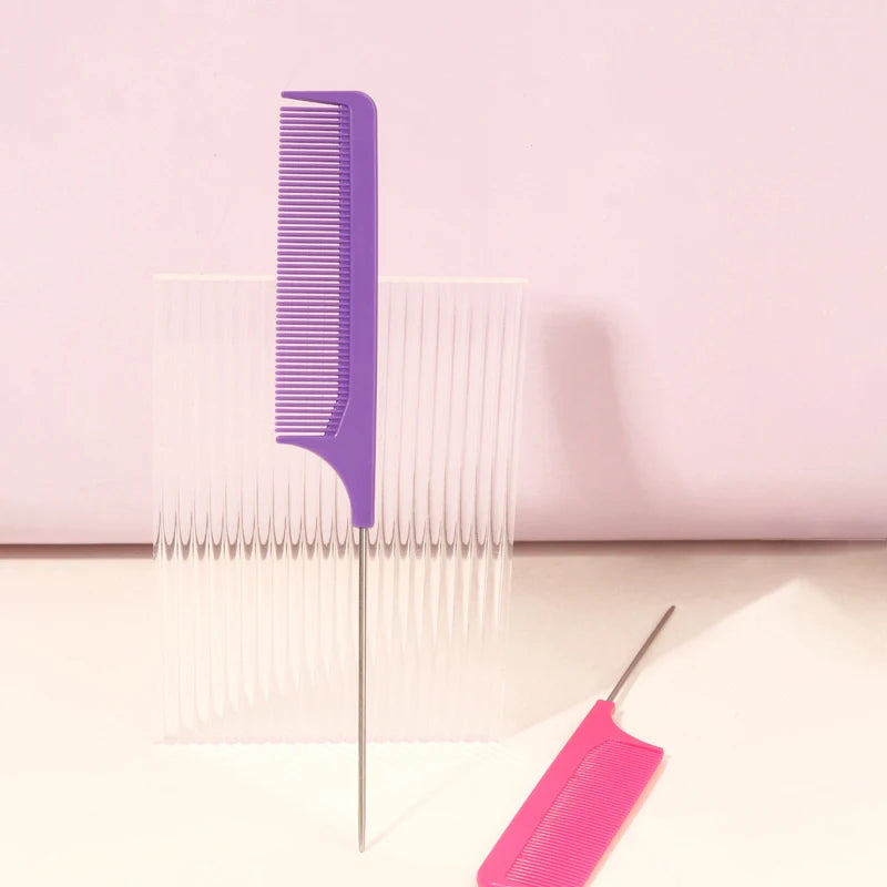 1 Professional pointed tail comb hair salon stainless steel comb