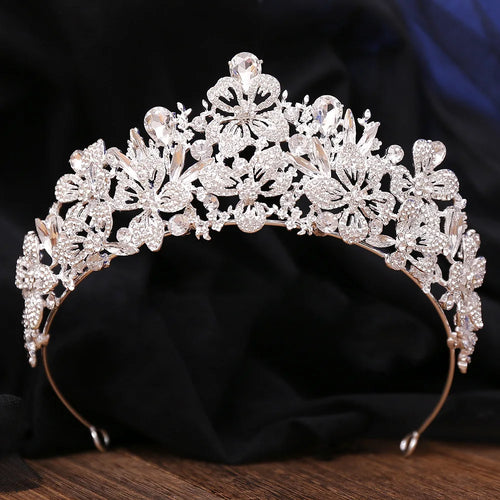New Exquisite Butterfly Floral AB Color Crystal Crown Rhinestone