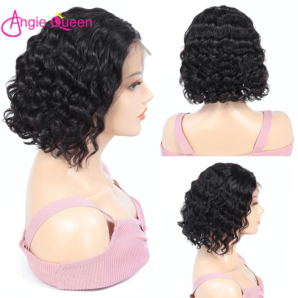 Brazilian Deep Wave Bob Wig 13x4 Lace Frontal Wig Human Hair Natural