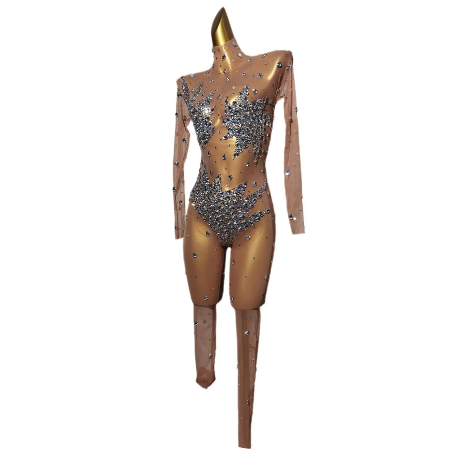 Celebrity's Sparkling Rhinestone Jumpsuit for Birthday Celebration