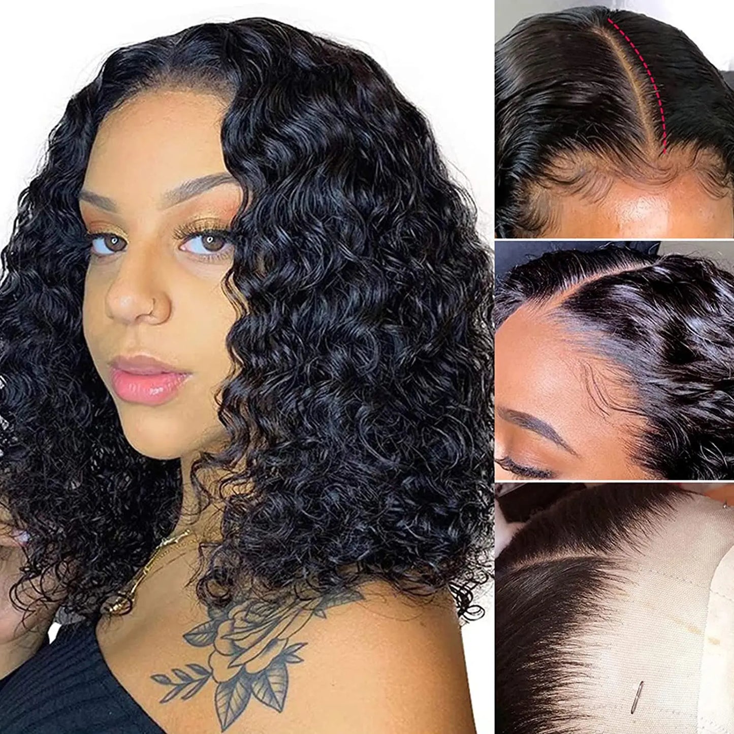 Brazilian Deep Wave Bob Wig 13x4 Lace Frontal Wig Human Hair Natural