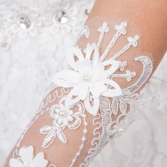 C9GE Princess Elegant Lace Fingerless Loop Gloves Dinner Party Pageant