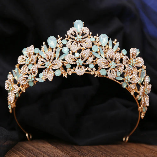 New Exquisite Butterfly Floral AB Color Crystal Crown Rhinestone