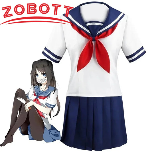 Halloween Party Girl's Navy Blue Sailor Skirt Pantyhose Loli Black