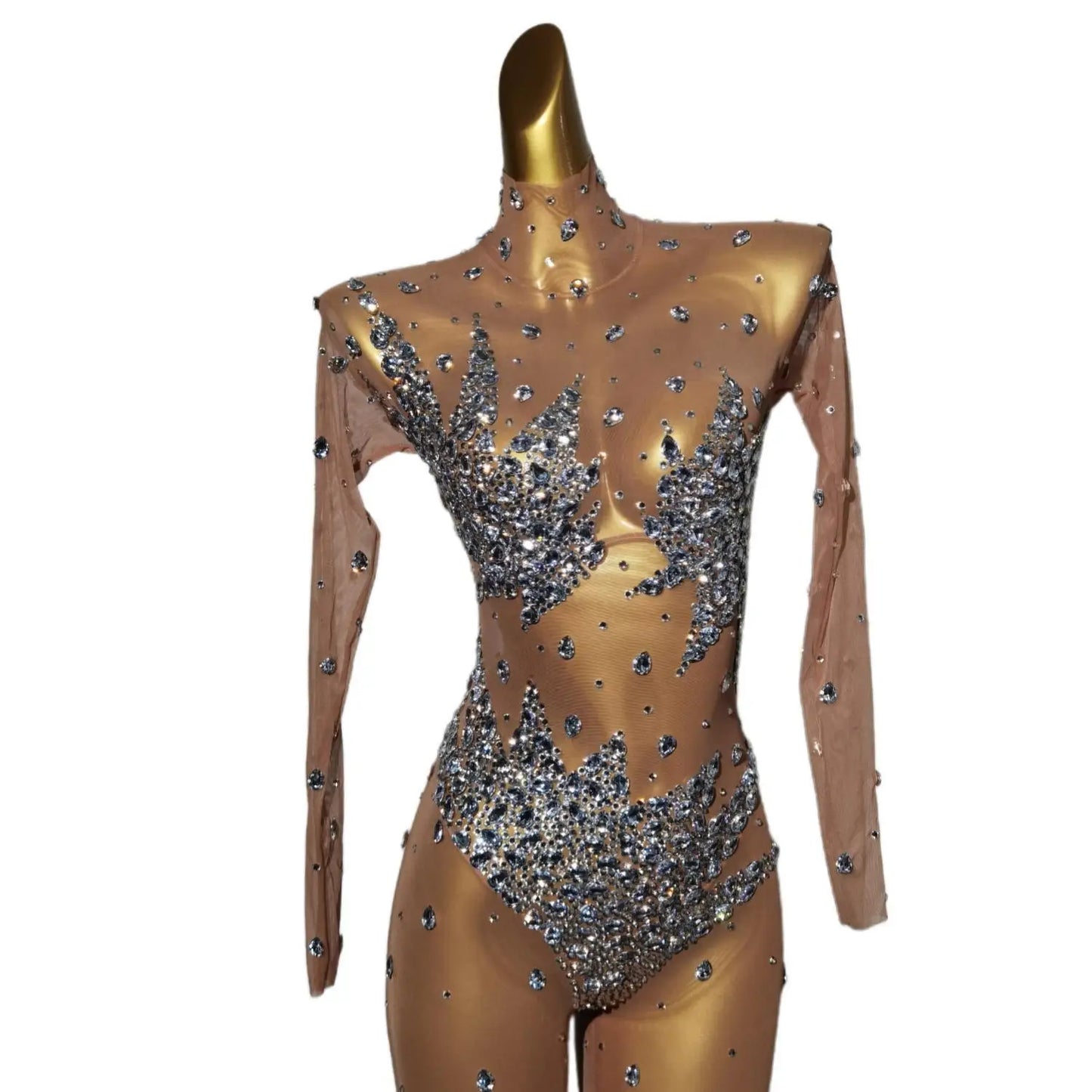 Celebrity's Sparkling Rhinestone Jumpsuit for Birthday Celebration