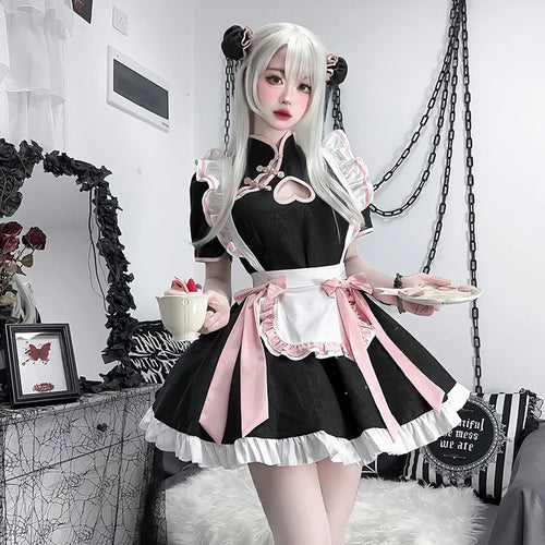 Chinese Style Maid Lolita Cosplay Costume Women Sweetheart Cheongsam