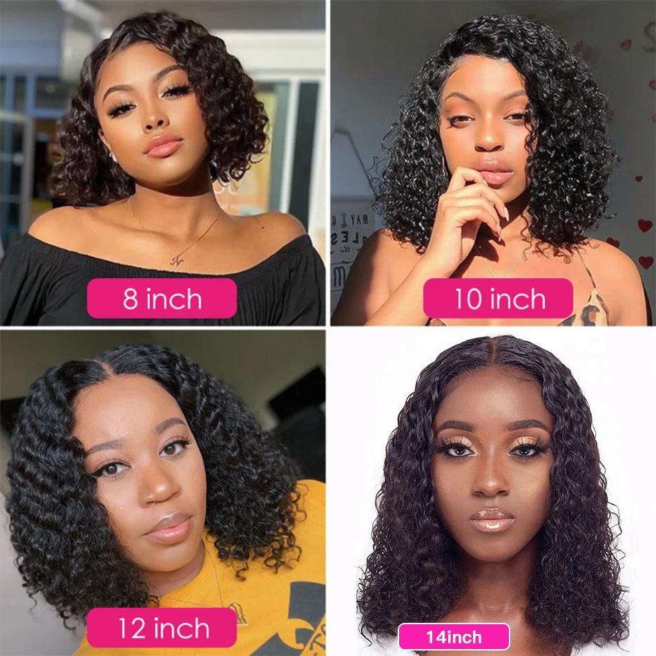 Brazilian Deep Wave Bob Wig 13x4 Lace Frontal Wig Human Hair Natural