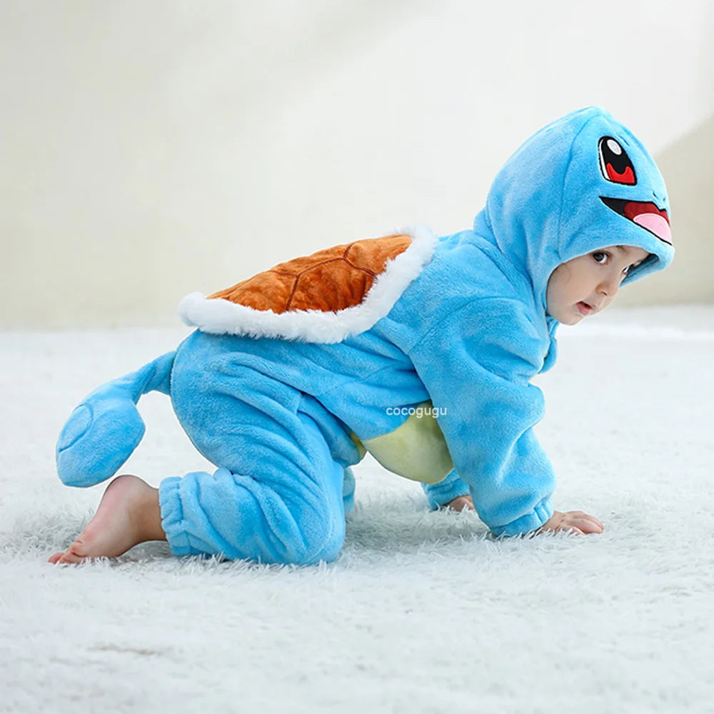 Boys Girls Squirtle Costume 0-3 Y Baby Romper Anime Pokemon Cosplay