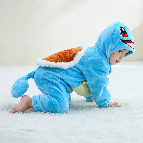 Boys Girls Squirtle Costume 0-3 Y Baby Romper Anime Pokemon Cosplay