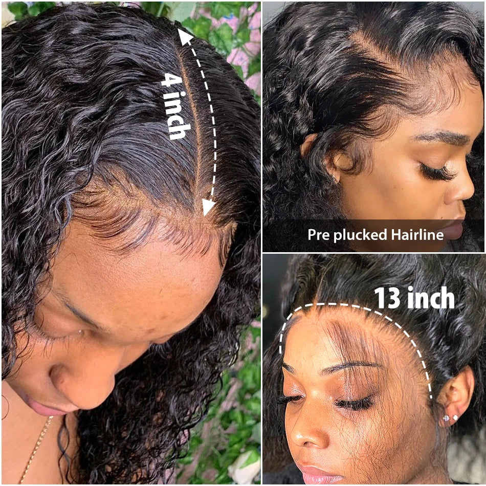 Brazilian Deep Wave Bob Wig 13x4 Lace Frontal Wig Human Hair Natural