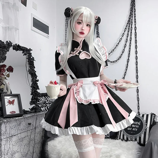 Chinese Style Maid Lolita Cosplay Costume Women Sweetheart Cheongsam